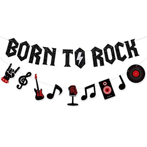 Rock And Roll Theme Party, Rock And Roll Party Decorations, Festa Rock Roll, Rock And Roll Party, Rock Baby Showers, Record Wall Decor, Born To Rock, Banners Music, Rockstar Party