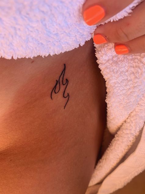 Flame And Match Tattoo, Flame Tattoo On Hip, Cute Flame Tattoo, Small Flame Tattoo For Women, Flame Hip Tattoo, Pink Flame Tattoo, Mini Flame Tattoo, Small Fire Tattoo For Women, Dainty Flame Tattoo