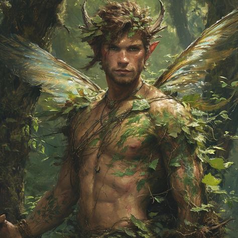 Dnd Druid, Male Fairy, Male Elf, Elf Art, Wood Elf, Magical Creature, Characters Inspiration Drawing, Money Wealth, Fantasy Male