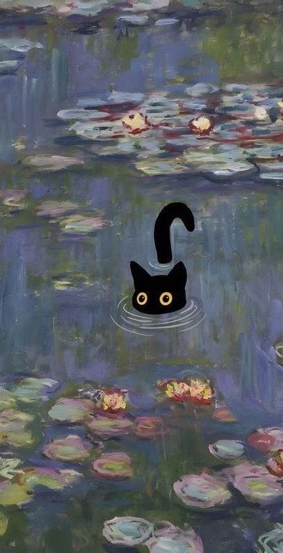 Aesthetic Version #aesthetic #color #wallpaper #fyp #viral #fypシ | art aesthetic | TikTok A Black Cat, A Black, Black Cat, Lily, Water, Black