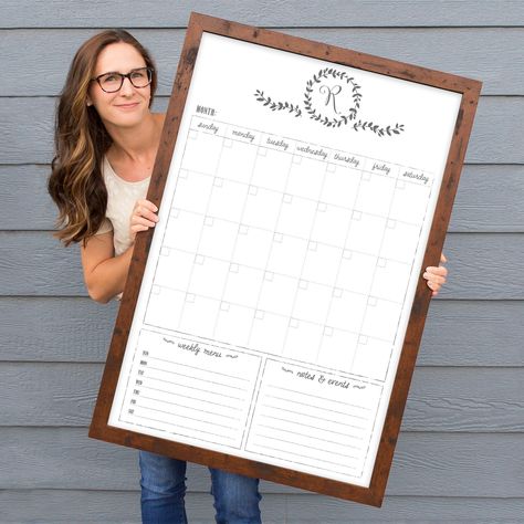 Monthly Framed Whiteboard Calendar + 2 sections | Vertical Donna Dry Erase Board Wall, Framed Whiteboard, Dry Erase Wall Calendar, Wall Calendar Design, Framed Calendar, Whiteboard Calendar, Dry Erase Wall, Dry Erase Calendar, Magnetic Calendar