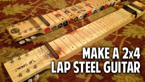 Make a 2x4 Lap Steel Guitar DIY from materials around your garage. From music makers CigarBoxNation.com Handmade Instruments, Instruments Diy, Music Instruments Kids, Music Instruments Diy, Guitar Easy, Homemade Musical Instruments, Lap Steel Guitar, Homemade Instruments, Diy Music