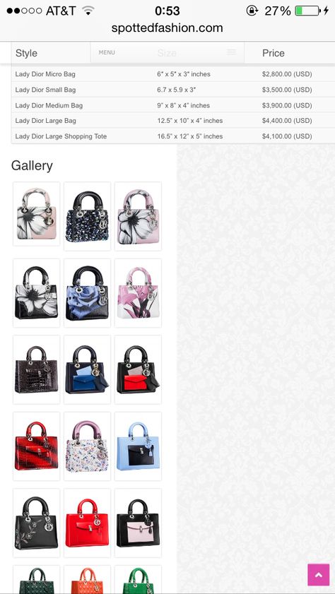 Lady Dior price list from Spottedfashion Dior Price, Luxury Bags Collection, Price List, Lady Dior, Dior Bag, Luxury Bags, Dior, Quick Saves