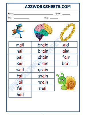 Worksheet of English Phonics Sounds - 'ai' sound words-Sound Words-Reading-English,Sound Words worksheet, Reading worksheet, English worksheet, Worksheets for First-Grade | a2zworksheets.com Sound Words Worksheet, Subject And Predicate Worksheet, Phonic Reading, Phonics Worksheets Grade 1, Phonics Assessments, Reading Kindergarten, Words Worksheet, Worksheets For Class 1, Cognitive Activities