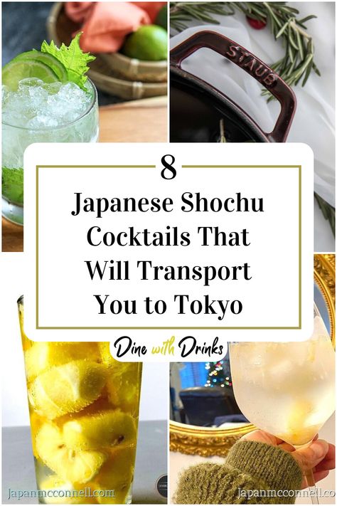 Collage of 4 japanese shochu cocktails. Shochu Cocktail Recipe, Japanese Cocktails Recipes, Shochu Cocktail, Japanese Cocktails, Cocktails At Home, Shochu, Trip To Japan, Boozy Drinks, Whiskey Cocktails