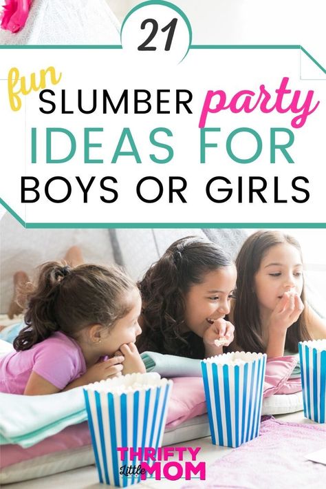 Planning a slumber party for your kids? Whether you're having a birthday party for girls or want to have your boy's friends over for a sleepover, these theme ideas, fun games, and activities are sure to keep the children entertained (and safe) the whole night. Slumber Party Foods, Slumber Party Activities, Cheap Party Decorations, Teen Party Games, Easy Diy Halloween Decorations, Girls Fun, Fun Sleepover Ideas, Sleepover Ideas, Fun Birthday Party