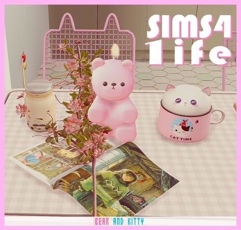 Bear and Kitty | Sims41ife on Patreon Ts4 Builds, Sims Decor, Sims 4 Content, Sims 4 Cc Patreon, Pink Video, Cc Patreon, Alpha Cc, The Sims 4 Pc, Sims 4 Clutter