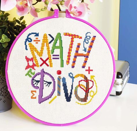 Math Embroidery Designs, School Cross Stitch Patterns, Math Cross Stitch, Teacher Cross Stitch Patterns Free, Teacher Cross Stitch Patterns, Cross Stitch Teacher, Best Teacher Cross Stitch Patterns, Colorful Cross Stitch Patterns, Elephant Cross Stitch