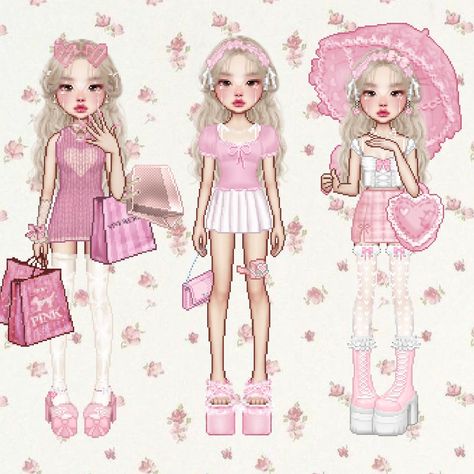 Everskies Outfits Y2k Pink, Pink Everskies Outfits, Everskies Pink Outfits, Pink Themed Outfits, Pink Everskies, Everskies Characters, Outfit Coquette, Bratz Doll Outfits, Baby Barbie