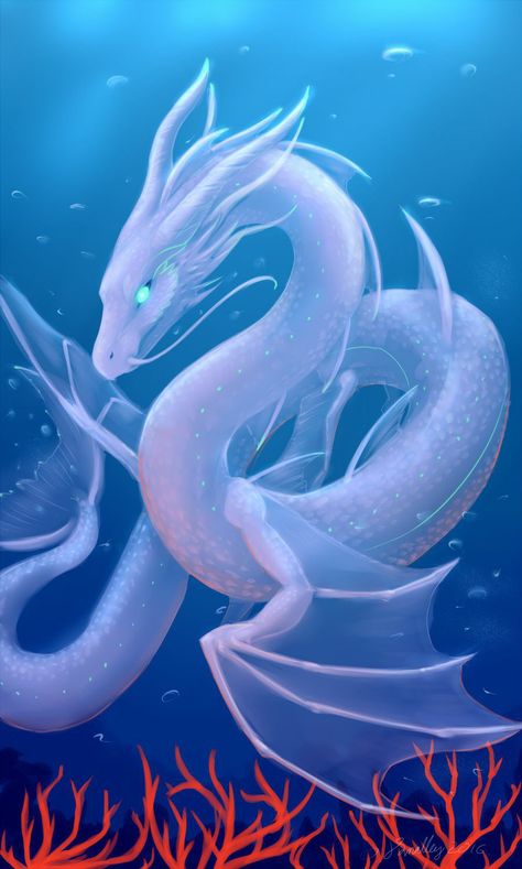 Sea Serpent, Sea Dragon, White Dragon, The Sea, The Story, Bubbles, Swimming, Deviantart, Water