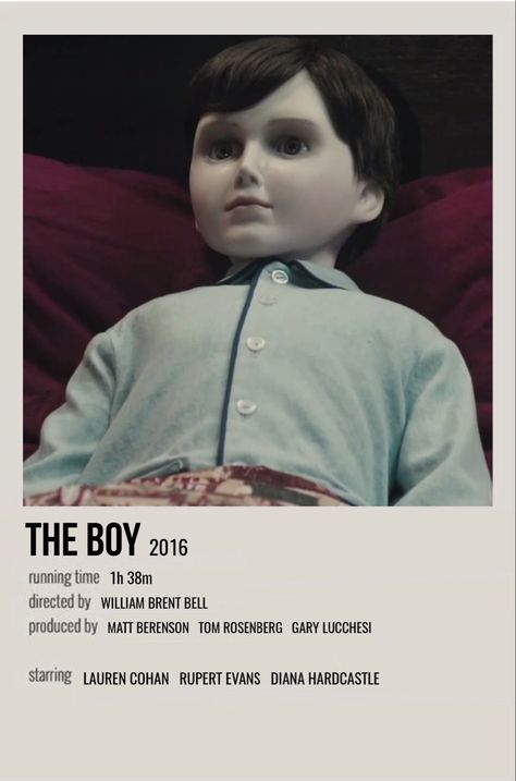 The Boy Movie, Brahms Heelshire, Halloween Movies List, Boy Movie, Polaroid Movie Poster, Indie Movie Posters, Movies To Watch Teenagers, Movies For Boys, Most Paused Movie Scenes