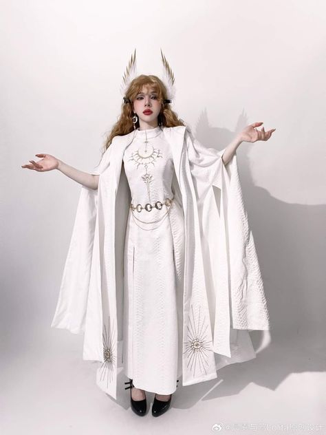 High Priestess Outfit, White Witch Outfit, Priestess Robes, Cleric Robes, Healer Outfit, Seraphim Outfit, Priestess Outfit, Xmen Costume, Heavenly Outfits