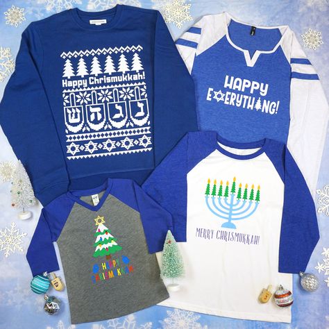 DIY Chrismukkah Shirts with Cricut #chrismukkah #crafts Shirts With Cricut, Easy Christmas Craft Ideas, Hebrew Holidays, Christmas Craft Ideas For Kids, Easy Christmas Craft, Happy Christmas Day, The Birth Of Jesus Christ, Popsicle Crafts, Quick And Easy Crafts