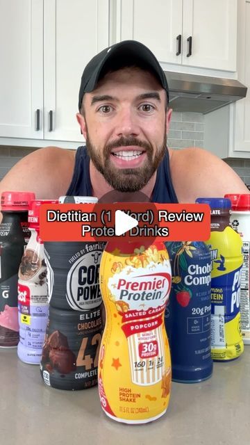 Josh New on Instagram: "Dietitian one word review protein drinks⁣ ⁣ Muscle Milk Strawberry- Tastes like cough medicine. Nothing else to say here ¯\_(ツ)_/¯⁣ ⁣ Nesquick Chocolate- Had high hopes but it’s extremely high in sugar and still didn’t taste good. Not a fan.⁣ ⁣ Chobani Complete- Phenomenal ingredients. It’s just Greek yogurt and high in protein. Great for the gut.⁣ ⁣ Premier Protein Popcorn- Great macros but tasted like butter gone bad.⁣ ⁣ Lean Body Cookies N’ Cream- Great macros and was definitely thick with all the fiber. Flavor was a little whack.⁣ ⁣ Core Power Elite Chocolate- Big Core Power guy. It’s just milk. No protein added and the flavor is unrivaled and has been for quite some time now.⁣ ⁣ Slim Fast Rich Chocolate- Surprised they’re still around. The macros are meh, and t Cookies And Cream Premier Protein Shake, Cinnamon Roll Premier Protein Recipes, Fairlife Core Power Recipes, Muscle Milk Recipes, Quest Protein Shake Recipes, Core Power Protein Shake Recipe, Premier Protein Coffee Recipes, Premier Protein Coffee, Chobani Complete