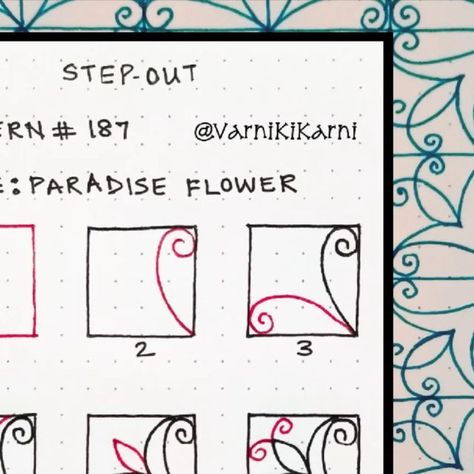 Zentangle Step Outs, Zentangle Patterns Step By Step, Writing Designs, Easy Patterns To Draw, Doodle Mandala, Zentangle Flowers, Zen Doodle Patterns, Zentangle Tutorial, Easy Patterns