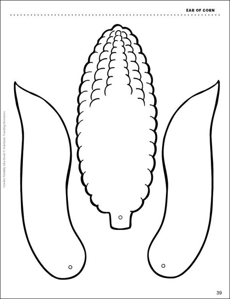 ear of corn Ear Of Corn Preschool Craft, Corn On The Cob Template Free Printable, Indian Corn Template Free Printable, Corn Template Free Printable, Corn Paper Craft, Ear Of Corn Drawing, Preschool Indian Corn Craft, Corn Template, Corn Svg Free