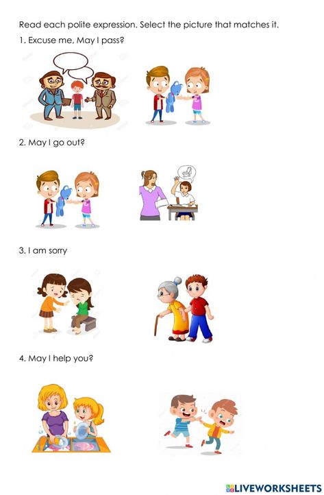 Polite Words Worksheet, Polite Expressions Worksheets, Polite Expressions, Worksheets For Kindergarten, One Piece Wallpaper Iphone, Community Helpers, English Language Learning, Preschool Learning Activities, Worksheet Template