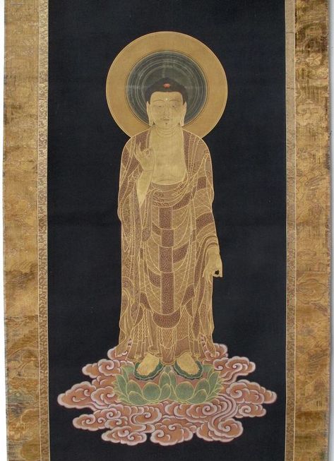 Amida Butsu, Amida Buddha, Japanese Scroll, Scroll Painting, Buddha Art, Buddhist Art, Art Classes, Buddhism, Japanese Art