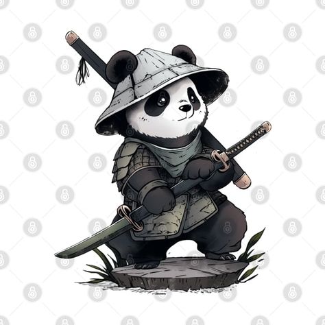 Panda Warrior Tattoo, Japanese Panda Tattoo, Samurai Panda, Panda Sushi, Panda Warrior, Panda Sketch, Chibi Panda, Tattoo Friends, Panda Tattoo