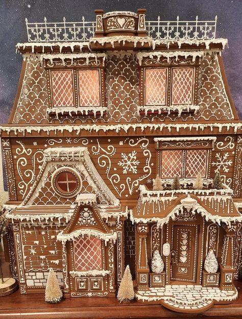 Christmas Dollhouse Ideas, Gingerbread House Doll House, Dollhouse Gingerbread House Diy, Diy Gingerbread House From Doll House, Dollhouse Into Gingerbread House, Dollhouse To Gingerbread House, Gingerbread Dollhouse, Dollar Tree Doll House Gingerbread, Fairy Tale Gingerbread House