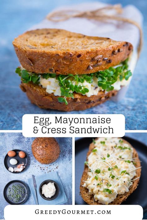 Egg and Cress Sandwich - a classic sandwich lunch recipe in the UK Egg Mayo Sandwich, Egg Mayo, Mayo Sandwich, How To Make A Poached Egg, Sandwich Lunch, Types Of Sandwiches, Classic Sandwich, Healthy Lunches For Kids, Vegetarian Cookbook