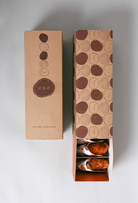 KORODON Brand & Interior Design on Behance Japanese Bakery Packaging, Croquette Packaging, Bake Packaging, Japanese Croquette, Japanese Food Packaging, Cake Boxes Packaging, Brand Interior, Biscuits Packaging, Japanese Packaging