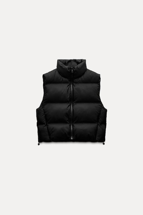 Short Puffer Vest, Puffer Gilet, Black Puffer Vest, Cardigan Sweater Vest, Clothes Wishlist, Cotton Vest, Cardigan Sweater Dress, Fall 24, Black Puffer