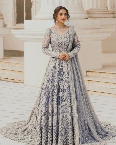 For Dress Details or Order Please Inbox #pakistaniwear #weddingbells #photography #weddingseason #bridaldress #bridalgown #bridalshower #weddingphotography #weddinginspiration  #weddingoutfits #pakistanitrends #pakistanidesignerwear #pakistaniclothes #pakistanidresses #pakistanicouture #pakistanibridaldresses #pakistanidesigner #pakistaniweddingseason #pakistaniwear #ukclothes #usaclothes #australiaclothing #canadaclothing #germanyclothing #uaeclothes Ice Blue Lehenga, Canada Clothes, Pakistani Lehenga, Pakistani Bridal Dress, Australia Clothes, Frock Style, Blue Lehenga, Pakistani Wedding Dress, Long Frocks