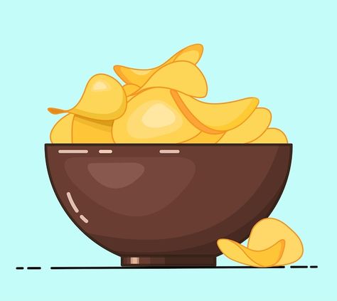 Vector chips in a bowl cartoon illustrat... | Premium Vector #Freepik #vector #crisps #potato-fries #chips #potato-chips Chips Cartoon, Dip For Potato Chips, Chips Potato, Chips Packaging, Potato Fries, Chip Dip, Sliced Potatoes, Foods To Avoid, Computer Graphics