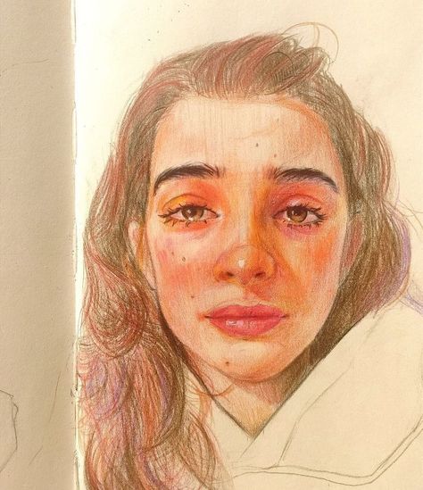 Facial Expressions Drawing, Color Pencil Sketch, Colored Pencil Portrait, Portraiture Painting, Colored Pencil Artwork, Bullet Journal Art, Arte Inspo, Color Pencil Art, Color Pencil Drawing