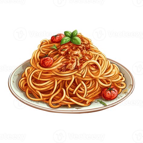 Pasta Illustration Graphics, Pasta Drawing Illustration, Italian Food Drawing, Pasta Artwork, Spaghetti Clipart, Italian Pasta Aesthetic, Spaghetti Cartoon, Spaghetti Drawing, Cartoon Spaghetti