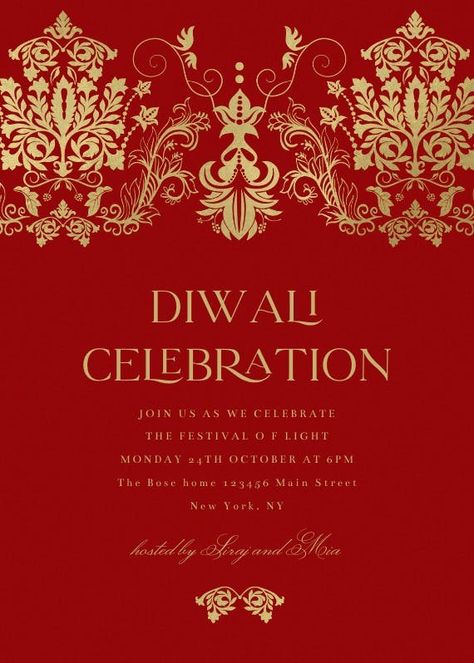 Elegant Diwali - Diwali Invitation Card Template | Greetings Island Deepavali Invitation Card, Diwali Invite Template Free, Diwali Invite, Diwali Party Invite Template Blank, Diwali Wishing Card Design, Diwali Wishes Pamplet, 24 October, Flower Rangoli, Diwali Celebration