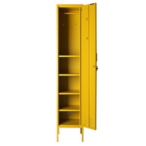 Practical & Versatile Locker Design by Mustard, locker storage for your homes that adds colour and functionality Fox Bedroom, Kids Bedroom Storage, Mustard Made, Clothes Cabinet, Locker Designs, Dark Modern, Loft Furniture, Metal Lockers, Furniture Logo