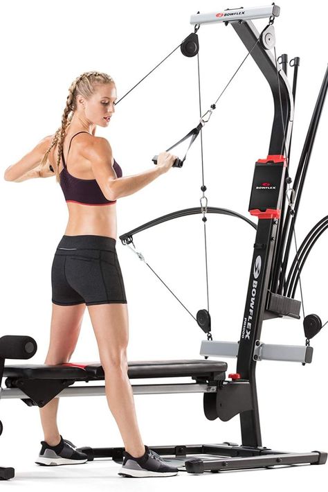 25plus exercises that cover the entire body Over 200 lb. Power Rod resistance Multiple cable pulley position allows you to easily change the angle of resistance and increase effectiveness of many exercises Bench converts to a rolling seat for aerobic rowing Maximize your gym space with vertical folding bench 1000 Workout, Gym Space, Home Gym Workout, Folding Bench, Exercise Machine, Workout For Women, Gym Inspiration, Total Body Workout, Effective Workouts