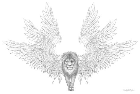 lion with wings Lion With Wings Tattoo Design, Lion With Wings Drawing, Lion Wings Tattoo, Lion With Wings Tattoo, Winged Lion Tattoo, Lion With Wings, Lion Forearm Tattoos, Winged Lion, Wing Tattoo Designs