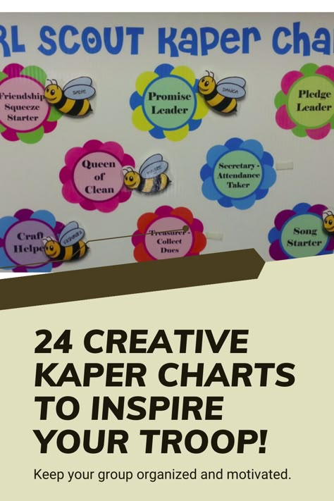 Discover 24 creative kaper charts that will engage and empower your Girl Scout troop. These charts provide a structured system for assigning and rotating tasks, fostering responsibility and teamwork. Kapers Chart, Brownie Kaper Charts, Kaper Chart, Kaper Chart Daisies, Daisy Kaper Charts, Kaper Chart Girl Scouts, Girl Scout Kaper Charts, Girl Scout, Brownie Troop Kaper Chart