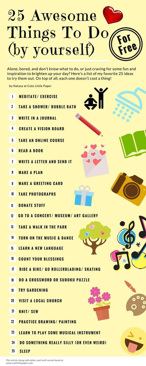 A list of 25 awesome things to do by yourself -for FREE! www.cutelittlepaper.com Fitness Journal Ideas, Things To Do By Yourself, Ayurveda Massage, Diy Fitness, How To Believe, Creating A Vision Board, Mental Training, Fitness Journal, Awesome Things