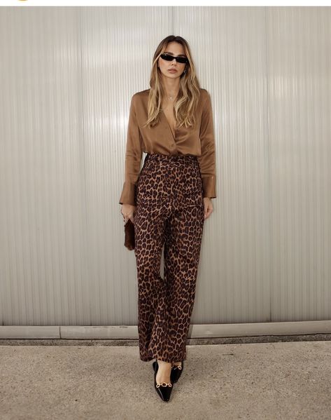 Printed Trousers Outfit, Printed Pants Outfits, Animal Print Pants, Daily Fashion Inspiration, Fresh Outfits, Girl Boss Style, Work Looks, Formal Outfit, Fancy Outfits