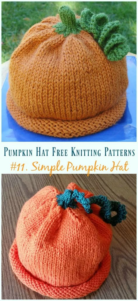 Pumpkin Baby Hat Knit Pattern, Free Pumpkin Hat Knitting Pattern, Knitted Pumpkin Hat Free Pattern, Christmas Tree Hat Knitting Pattern, Pumpkin Hat Pattern, Addi Machine, Baby Pumpkin Hat, Baby Hats Knitting Free, Crochet Pumpkin Hat