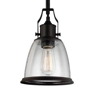 Feiss Hobson 1-Light Oil Rubbed Bronze Mini Pendant P1354ORB at The Home Depot - Mobile Bronze Pendant Lighting Kitchen, Pendant Lighting Kitchen, Feiss Lighting, Glass Lantern, Mini Pendant Lights, Bell Pendant, Mini Pendants, Bronze Pendant, Seeded Glass