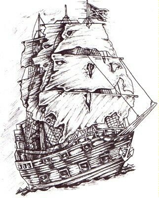 Pirate Ghost Ship Ghost Ship Tattoo, Ship Sketch, Underwater Drawing, Pirate Ship Tattoo, Ship Tattoo, Ghost Ship, Bristol Board, What To Draw, Pirate Ship