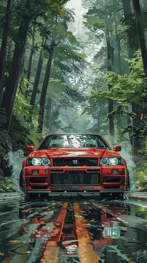 Jdm Wallpaper, Gtr R34, Cool Car Drawings, Best Jdm Cars, Automotive Artwork, Car Artwork, Cool Car Pictures, Skyline Gtr, Nissan Gtr