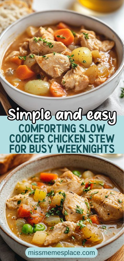 Slow Cooker Chicken Stew, Chicken Stew Recipe, Fresh Carrots, Carrots Potatoes, Easy Slow Cooker Chicken, Stew Chicken Recipe, Entertaining Friends, Hearty Meal, Chicken Stew