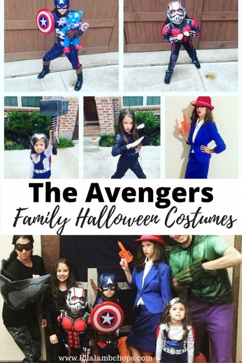 Another edition of family Halloween costumes!  Here's how you can make your… Halloween Costumes Avengers, Avenger Family Costumes, Black Widow Diy, Cute Couple Halloween, Diy Avengers, Widow Costume, Avengers Family, Marvel Halloween Costumes, Family Costumes Diy