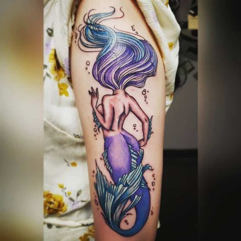 Siren Tattoo Ideas, Upper Arm Tattoo Ideas, Upper Arm Tattoos For Women, Arm Tattoo Ideas For Women, Arm Tattoos Color, Upper Leg Tattoos, Disney Sleeve Tattoos, Siren Tattoo, Mermaid Tattoo Designs