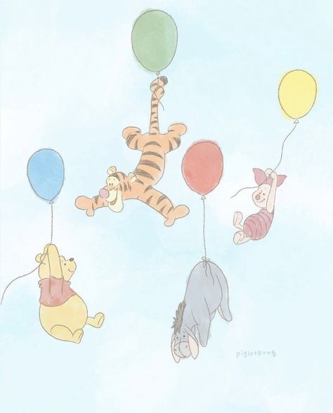 Winnie The Pooh Reading, Pooh Balloon, Winnie The Pooh Decor, Winnie The Pooh Drawing, Pooh Corner, Winnie The Pooh Cartoon, Winnie The Pooh Pictures, Winnie The Pooh Birthday, Disney Tattoos