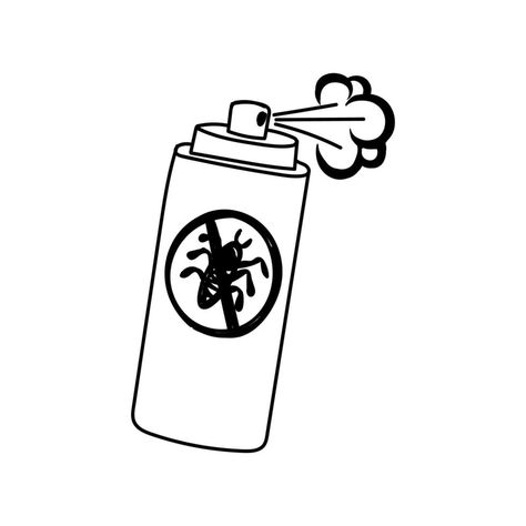 Aerosol can icon, hand-drawn doodle. Insect repellent, killing cockroaches, bugs, ants. Isolated vector illustration on white background Insect Spray, Logo Banners, Cityscape Photos, Insect Repellent, Heart With Arrow, Custom Illustration, Custom Branding, Background Banner, Text Effects