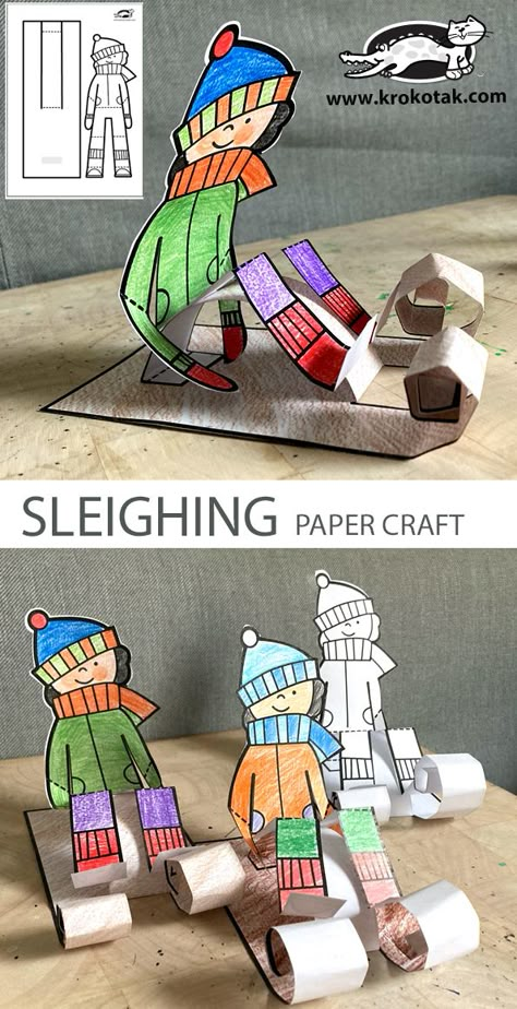 Winter Sports Crafts, Winter Art Projects, Winter Kindergarten, Thema Winter, Sport Craft, Winter Preschool, Winter Crafts For Kids, Kindergarten Art, Winter Art