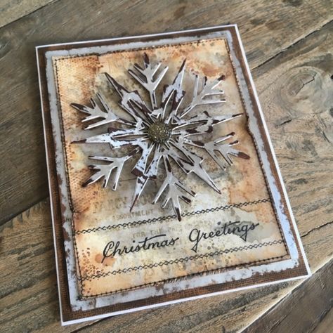 Dit Christmas, Diy Christmas Snowflakes, Diy Christmas Tags, Tim Holtz Stamps, Xmas Theme, Tim Holtz Cards, Snowflake Cards, Christmas Journal, Tim Holtz Sizzix