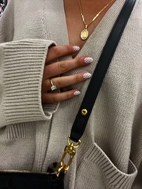 White polka dots🤍 @syd.grieve White Dot Nails, White Nails With Polka Dots, Brown Nails With White Polka Dots, Gold Polka Dot Nails, White Polka Dot Nails, Black Dot Nails, Black With White Polka Dot Nails, Black Nails White Polka Dots, White Chrome Nails